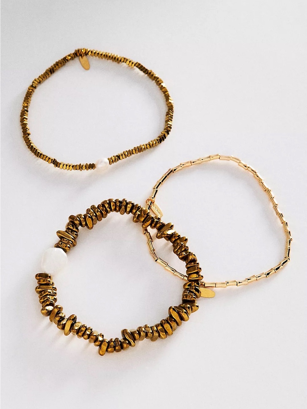 Anthropologie Beaded Stretch Bracelets, Set of 3 - NWT - Pearl